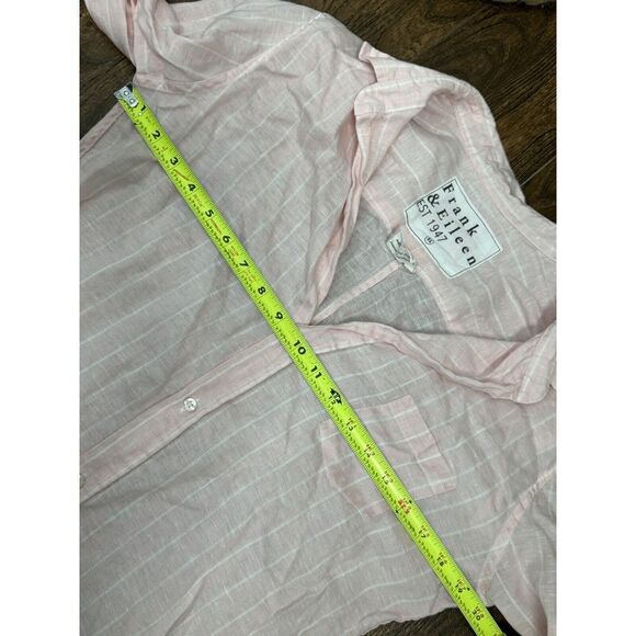 WOMENS FRANK & EILEEN BARRY 100% LINEN PINK WHITE STRIPED BUTTON UP SHIRT XL - Picture 8 of 12